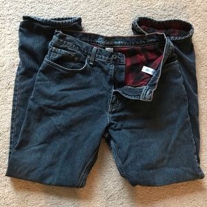 Eddie Bauer, Plaid Lined Dark Wash Jeans, 32x34